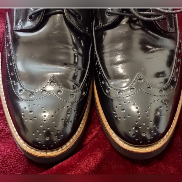 Nobrand Polished Leather Black/Burgundy Brogue Wingtips Sz 41 ( 8.5 M, 10 WO) - Picture 11 of 13